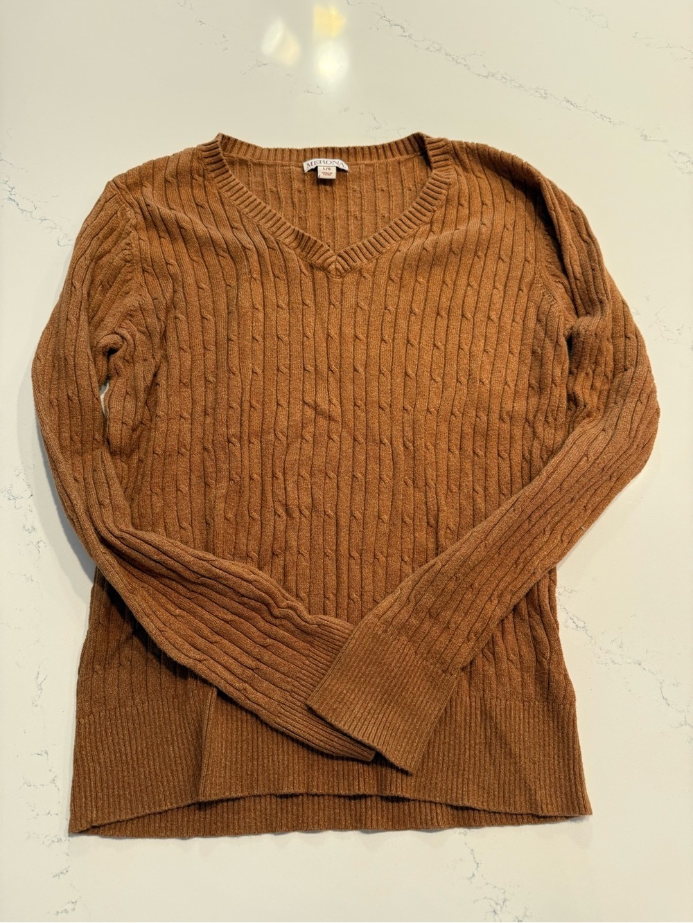 Merona Ribbed V-Neck Sweater - Caramel Brown